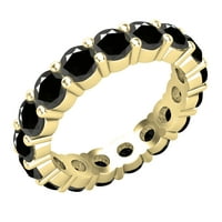 DazzlingRock Collection Round Black Diamond Eternity Подредена пръстен сватбена лента за жени в 14K жълто злато, размер 4