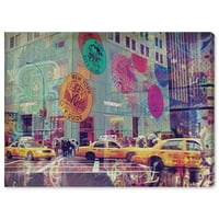 Писта Авеню градове и силуети стена изкуство платно принтове Ню Йорк Мода такси САЩ градове-жълто, синьо