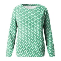 Rong Yun Womens Tops Dressy Casual Hoodies for Women Women's Casual Fashion Floral Print Raglan с дълъг ръкав O-Neck Pullover Top Blouse Green S