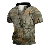 Мъжки модна личност ретро яка цифрова 3D печат с къс ръкав тениска риза риза риза с дълъг ръкав комфорт Мъжки риза тренировка ризи мъже мъжки тениски тениски мъже тениска памук 5