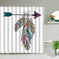 Цветно перо за баня за душ завеса бохемия водоустойчив полиестер баня завеси отпечатани творчески цветен декор за вана