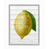 Ступел Индъстрис лимони за лимонада Дърво текстурирани Вдъхновяващи думи дизайн графично изкуство сива рамка изкуство печат стена изкуство, 16х20