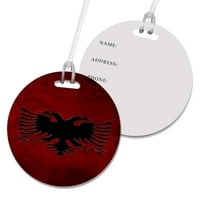 Кузмарк Багаж Пътуване Кръгла Чанта Етикет-Албански Флаг Модерен