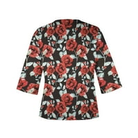 Дамски ризи ежедневни летни ръкав Дамски модни печатни хлабав тениска ръкави блуза в врата ежедневни върхове