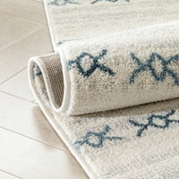 Добре изтъкана спокойствие Capa Southwestern Solid & Striped Ivory Blue 7'10 9'10 килим