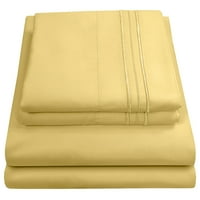 Сладка домашна колекция серия спално бельо-Екстра мек микрофибър дълбок Джобен комплект-жълто, кемпер Куин