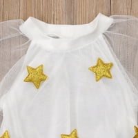 Деца бебе момиче рокля сладка звезда принт поп марля дантела тюл рокля принцеса ежедневни дрехи