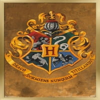 Светът на Wizarding: Хари Потър - плакат за стена на Hogwarts Crest с бутални щифтове, 22.375 34