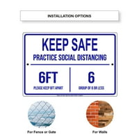 Запазете безопасна практика и предпазни мерки за социално дистанциране за защита на врати или прозорци изисква уникален алуминиев метален знак 12 х18