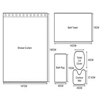 Марокански ориенталски вълнообразна крива с пролетна природа вдъхновена ретро мотиви баня комплект душ завеса за баня за баня за килим за килим за килим контур и тоалетна капак