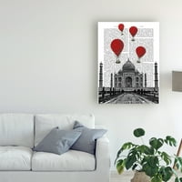 Търговски марки изобразително изкуство Тадж Махал и червени балони с горещ въздух платно изкуство ФАБ фънки