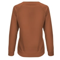 Зкозпток Плюс размер Суитчъри за жени екипаж пуловер дълъг ръкав Цветен печат Дамски върхове, Розово злато, и