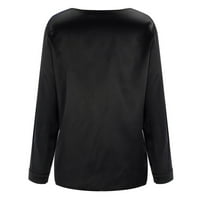 Relanfenk зимен есен дамски върхове блуза темперамент солиден цвят v-образно деколте сатени копринени меки топ ежедневни ризи