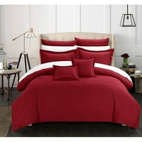 Chic Home Keynes 11-Piece Solid Color Comforter Set, Пълен, Бургундия