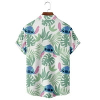 Disney Lilo & Stitch 3D отпечатана риза с къс ръкав, деца възрастни хавайски ризи с къс ръкав с копче надолу с джоб за гърдите