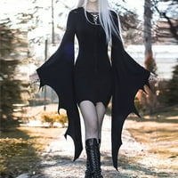 Хелоуин женски V-образен вол солидна секси тънка рокля за превръщане на ръкав