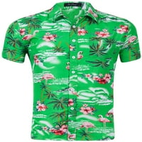 Небрежна хавайска риза за мъжки фламинго печат на плажни ризи с отпуснати ваканционни ваканционни ваканционни ризи Aloha