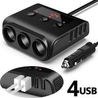 4USB адаптер за зарядно устройство 100W CIGARETTE CIGARETTE SLIGHT Multi Socket Triple Splitter с дисплей на напрежението на превключвателя