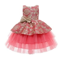 Fesfesfes Toddler Girls Chiffon рокля мрежа прежда бродерия Bowknot рожден ден рокля рокля деца сладки рокли пролет спасяващ клирънс