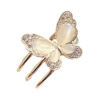 Женска коса клип Елегантна Fau Opal Rhinestone Butterflies Flower Mini Прическа Декорация Неплъзгащи се дами бретон странична коса Claw Clamp аксесоари за коса