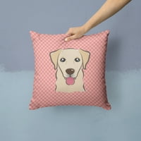 Carolines Treasures BB1252PW Checkerboard Pink Golden Retriever Canvas Fabric Декоративна възглавница 14HX14W