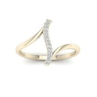 1 6к ТДВ диамант 10к жълто злато крива байпас мода пръстен