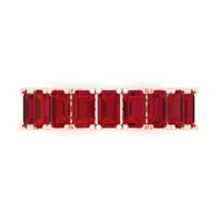 2. CT Brilliant Emerald Cut Симулиран розов турмалин 14K розово злато вечността на лентата SZ 4.5