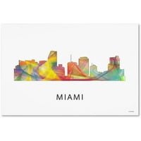 Търговска марка изобразително изкуство 'Маями Флорида силует Сб-1' платно изкуство от Марлийн Уотсън