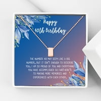 Анавия Честит 40-ти рожден ден подаръци от неръждаема стомана мода колие карта за рожден ден бижута подарък за нея, подарък за рожден ден за мама-[Розово злато куб, синьо-оранжев подарък карта]