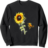 Слънчоглед слънчев лъч флорален акварелен суичър с цветя жени жени пуловер