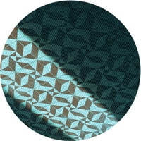 Ahgly Company Indoor Round Chargeted Deep Teal Green Area Rugs, 6 'Round