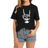 Hard Rock Skull Horn ръцете хеви метални готически модни женски върхове с готини графични дизайни, меки и леки