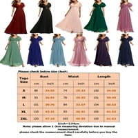 Paille Ladies maxi рокли с къс ръкав шифон дълга рокля v топка с топка рокля за небрежно пътуване светло зелено s