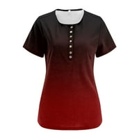 Дамски оглавява женския моден печат с къс ръкав ежедневен бутон Топ блуза s