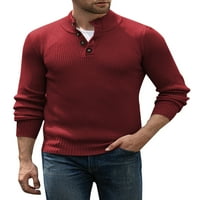 Мъжки пуловер Макет на кокетна за врата Пуловер пуловер с дълъг ръкав оребрени пуловери