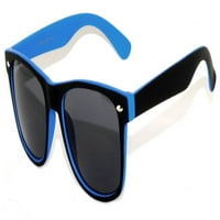 Ретро слънчеви очила - Двуцветна черна синя рамка димна леща