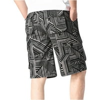 Asdoklhq товарни къси панталони за мъже Просвещение Мъжки плюс Размер Карго ивица Шорти Мултипокета спокойни летни плажни къси панталони Панталони
