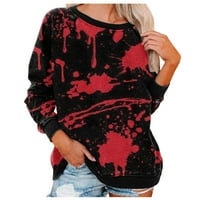 Ткинг модни жени Небрежни графични тениски с дълъг ръкав с кръгли деколте суичърс за пуловери за жени - XL