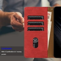 Калъф за портфейл за Samsung Galaxy S23, Vintage Pu Leather Flip Case Card Slots Holder Cash Pocket, Kickstand Book Folding Folio Cover с каишка за китка за Samsung Galaxy S - червено