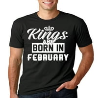 Крале се раждат през февруари хумор за мъже графична тениска, черна, средна