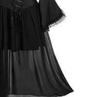 Разгърнете вашите прелести Himiway Gothic Romance рокля Нова готическа абитуриентска рокля за жени Хелоуин коктейлни рокли ретро студено рамо пеперуда с ръкав с топка черна m