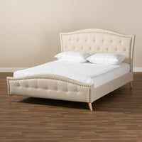 Baxton Studio Felisa Modern and Contemporary Argoal Grey Fabric Tppered и бутон Tufted King Size Platform Bed
