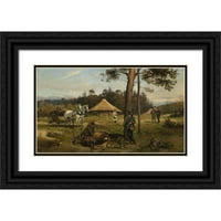 Tadeusz Ajdukiewicz Black Ornate Wood Framed Double Matted Museum Art Print, озаглавен: След лов за елен