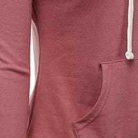 Penkiiy качулки за жени жени дами солидна качулка джоб с дълъг ръкав суичър пуловер върхове риза розово y2k дрехи