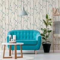 Brewster Ingrid Blue Scandi Tree Paste The Wall Не тъкани тапети, 20.5-инча от 33-фута, 56. кв. Фута