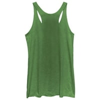 Zen enso White Womens Green Heather Graphic Racerback Tank Top - Дизайн от хора m