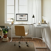 Cubicubi L във формата на игрално бюро Компютърен офис бюро, ъглово бюро с голяма стойка за монитора за домашен офис за проучване на работна станция, бяло