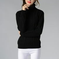 Женски дълъг ръкав коруртова пуловери пуловери Тортурлик твърд цветен плетен пуловер с дълъг ръкав кабел флорално дъно пуловер ежедневен плетен джъмпер върхове
