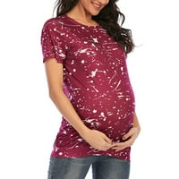 Жени кръгла шия къса ръкав майчинство тениски върхове ризи флорална мама бременни дрехи тениски тиймен