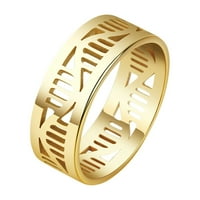 Hanxiulin от неръждаема стомана пръстени за мъже или жени двойки съвпадащи сватбени булчински пръстени Модни бижута Винтидж пръстен вълна пръстен парти годишнина под?